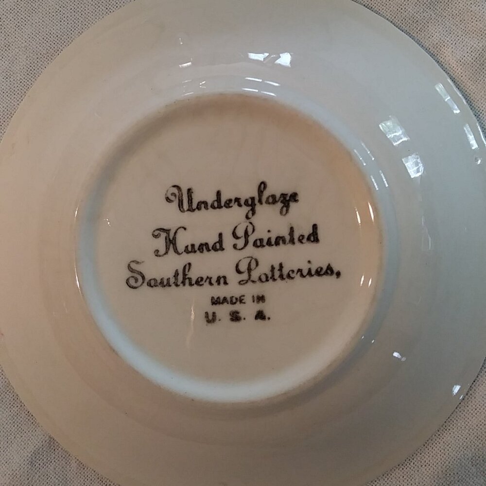 Vintage Hand Painted Blue Ridge Southern Potteries Berry/Fruit Bowls  - Set of 2 - Picture 6 of 7